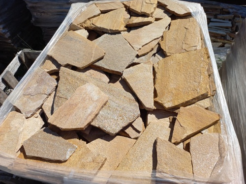 Плитняк златолит жёлтый золотистый для отмостки купить в Зарайске